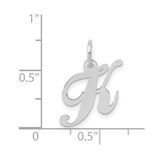 14K White Gold Small Fancy Script Initial K Charm