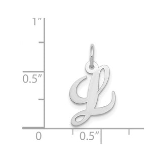 14K White Gold Small Fancy Script Initial L Charm
