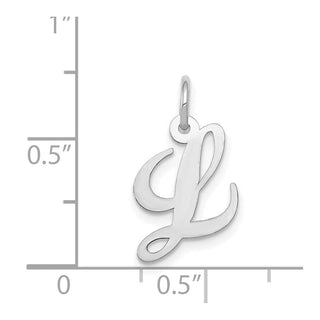 14K White Gold Small Fancy Script Initial L Charm
