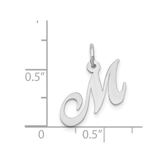 14K White Gold Small Fancy Script Initial M Charm