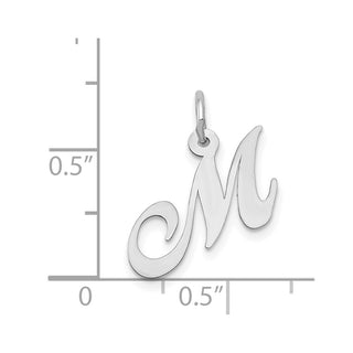 14K White Gold Small Fancy Script Initial M Charm