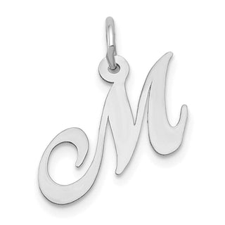 14K White Gold Small Fancy Script Initial M Charm