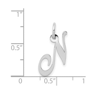 14K White Gold Small Fancy Script Initial N Charm