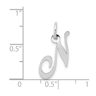 14K White Gold Small Fancy Script Initial N Charm