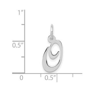 14K White Gold Small Fancy Script Initial O Charm