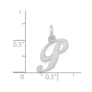 14K White Gold Small Fancy Script Initial P Charm