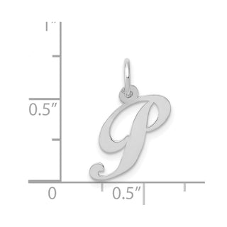 14K White Gold Small Fancy Script Initial P Charm