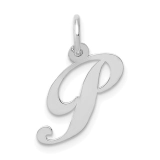14K White Gold Small Fancy Script Initial P Charm