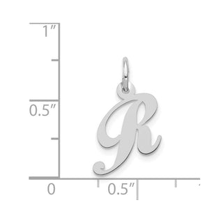 14K White Gold Small Fancy Script Initial R Charm