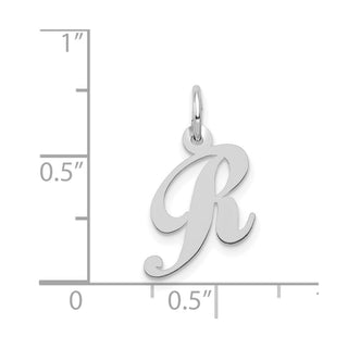 14K White Gold Small Fancy Script Initial R Charm