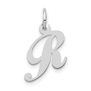 14K White Gold Small Fancy Script Initial R Charm