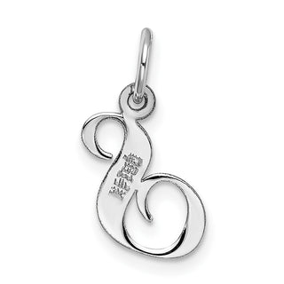14K White Gold Small Fancy Script Initial S Charm