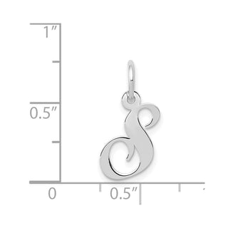 14K White Gold Small Fancy Script Initial S Charm