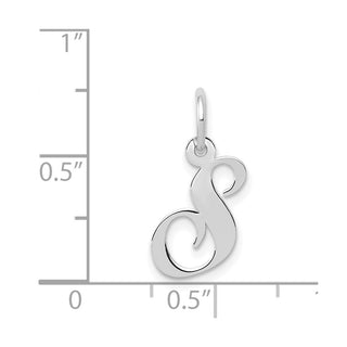 14K White Gold Small Fancy Script Initial S Charm