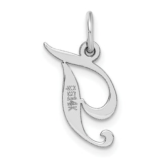 14K White Gold Small Fancy Script Initial T Charm