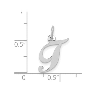 14K White Gold Small Fancy Script Initial T Charm