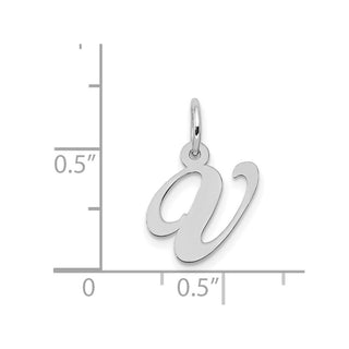 14K White Gold Small Fancy Script Initial V Charm