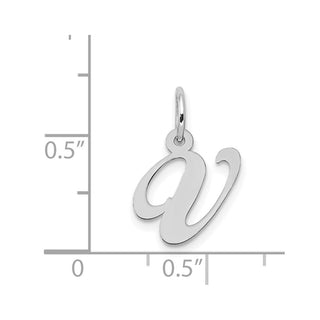 14K White Gold Small Fancy Script Initial V Charm