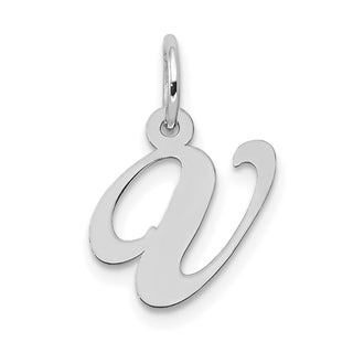 14K White Gold Small Fancy Script Initial V Charm