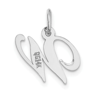 14K White Gold Small Fancy Script Initial W Charm