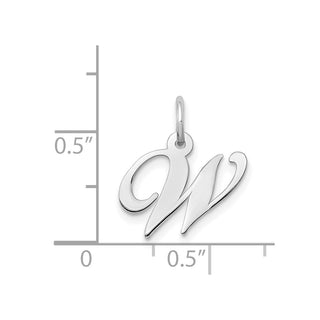 14K White Gold Small Fancy Script Initial W Charm