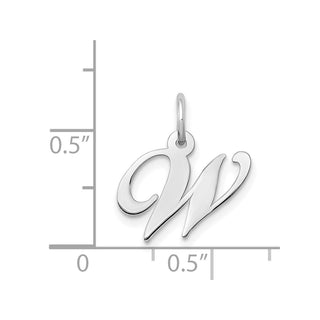 14K White Gold Small Fancy Script Initial W Charm