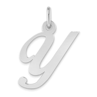 14k White Gold Small Fancy Script Initial Y Pendant