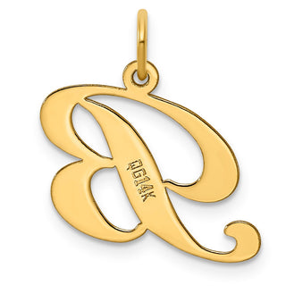 14k Yellow Gold Medium Fancy Script Initial B Charm