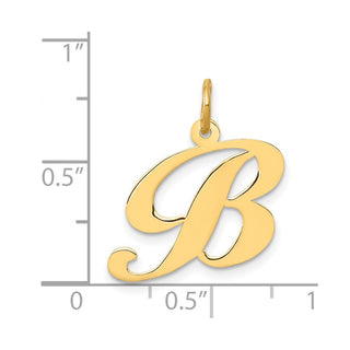14k Yellow Gold Medium Fancy Script Initial B Charm