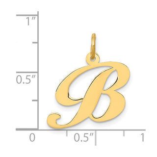 14k Yellow Gold Medium Fancy Script Initial B Charm