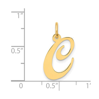 14k Yellow Gold Medium Fancy Script Initial C Charm