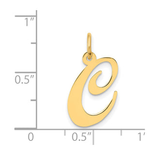 14k Yellow Gold Medium Fancy Script Initial C Charm