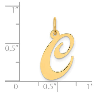 14k Yellow Gold Medium Fancy Script Initial C Charm