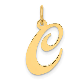 14k Yellow Gold Medium Fancy Script Initial C Charm