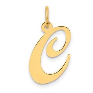 14k Yellow Gold Medium Fancy Script Initial C Charm