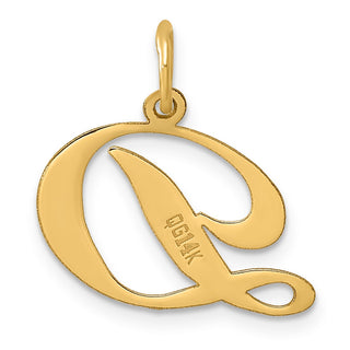 14k Yellow Gold Medium Fancy Script Initial D Charm
