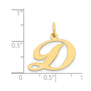 14k Yellow Gold Medium Fancy Script Initial D Charm