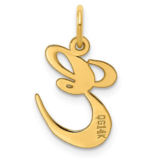 14k Yellow Gold Medium Fancy Script Initial E Charm