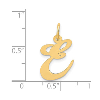 14k Yellow Gold Medium Fancy Script Initial E Charm