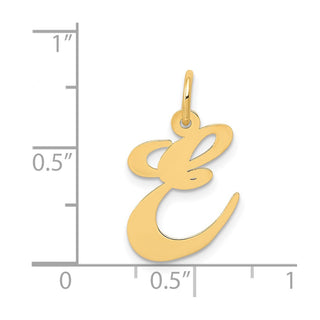 14k Yellow Gold Medium Fancy Script Initial E Charm
