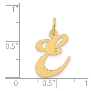 14k Yellow Gold Medium Fancy Script Initial E Charm