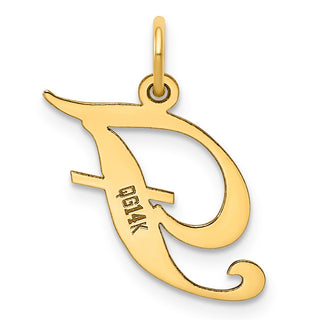 14k Yellow Gold Medium Fancy Script Initial F Charm