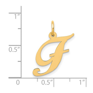 14k Yellow Gold Medium Fancy Script Initial F Charm