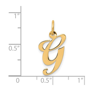 14k Yellow Gold Medium Fancy Script Initial G Charm