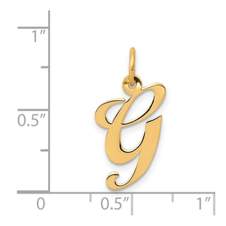 14k Yellow Gold Medium Fancy Script Initial G Charm