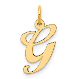 14k Yellow Gold Medium Fancy Script Initial G Charm