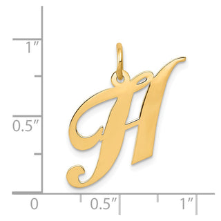 14k Yellow Gold Medium Fancy Script Initial H Charm