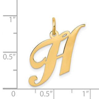 14k Yellow Gold Medium Fancy Script Initial H Charm