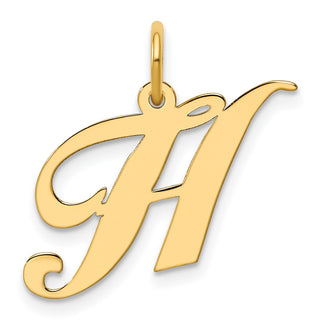 14k Yellow Gold Medium Fancy Script Initial H Charm