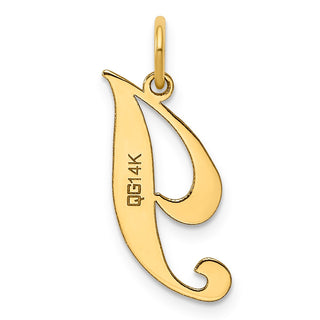 14k Yellow Gold Medium Fancy Script Initial I Charm